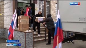 Жители поселка Заводской отправили груз для российских военнослужащих, которые участвуют в спецоперации на Украине
