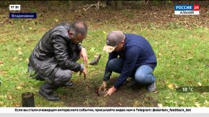 Участники кругосветной автоэкспедиции посадили 10 саженцев секвойи во владикавказском Дендрарии