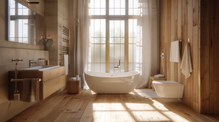 Древесные мотивы в дизайне ванной: плитка «под дерево»