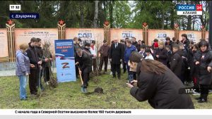 Саженцы красного дуба высадили в Дзуарикау возле памятника братьям Газдановым
