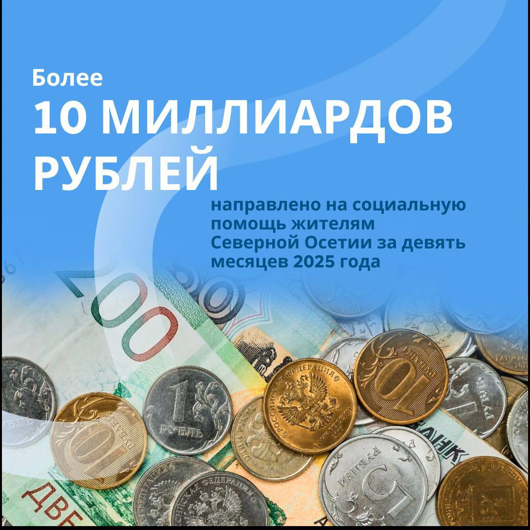 Более 10 млрд рублей направлено на социальную помощь жителям Северной Осетии за девять месяцев 2025 года