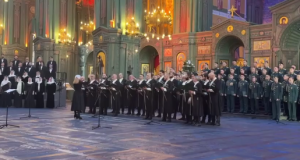 Мужской хор национальной песни под руководством Ольги Джанаевой выступил на сцене Главного храма Вооруженных Сил РФ
