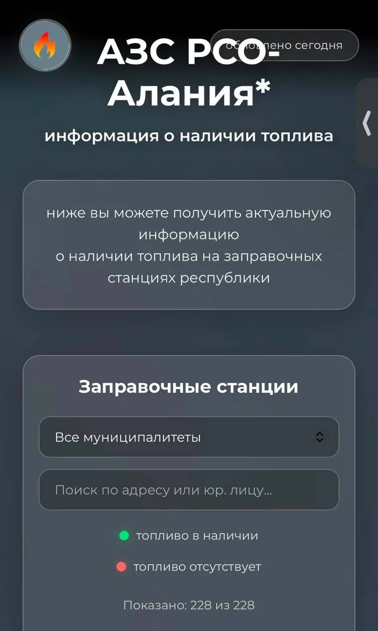 Информационное онлайн-табло о наличии бензина на заправках разработано в республике
